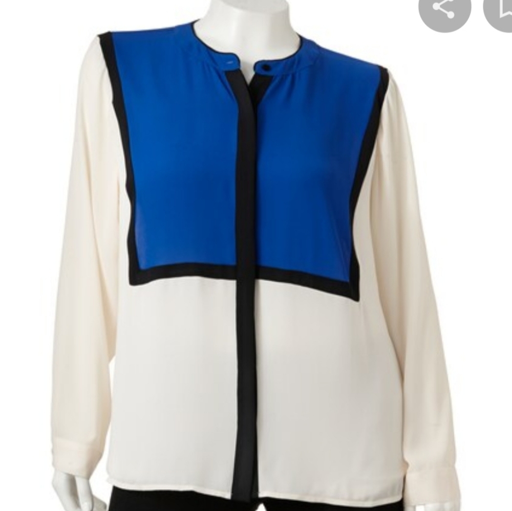 Dana Buchman color block button up top